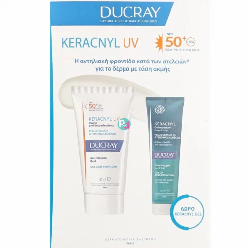 Ducray Kerancyl UV Blemish cream spf50 50ml & Cleansing Gel 100ml